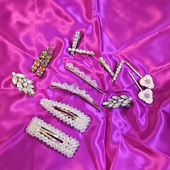 Rhinestone and Acrylic Crystal Hair Clips Lot of 14 main image 12